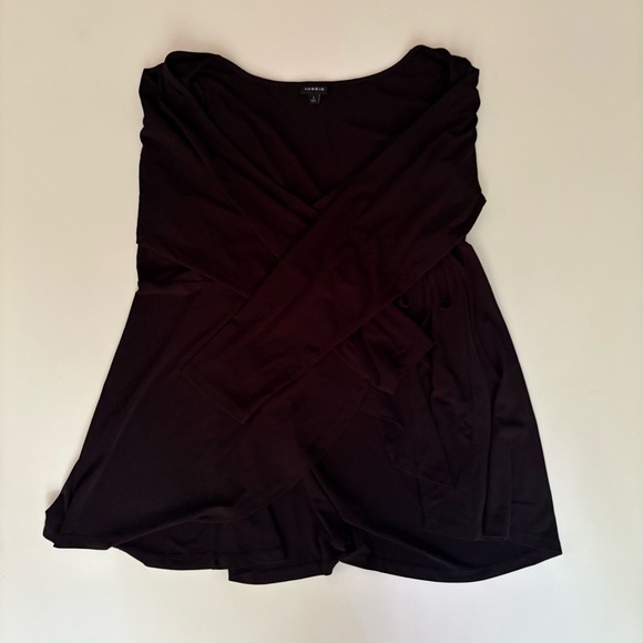 Torrid Elegant Wrap Style Black Blouse - Picture 6 of 8